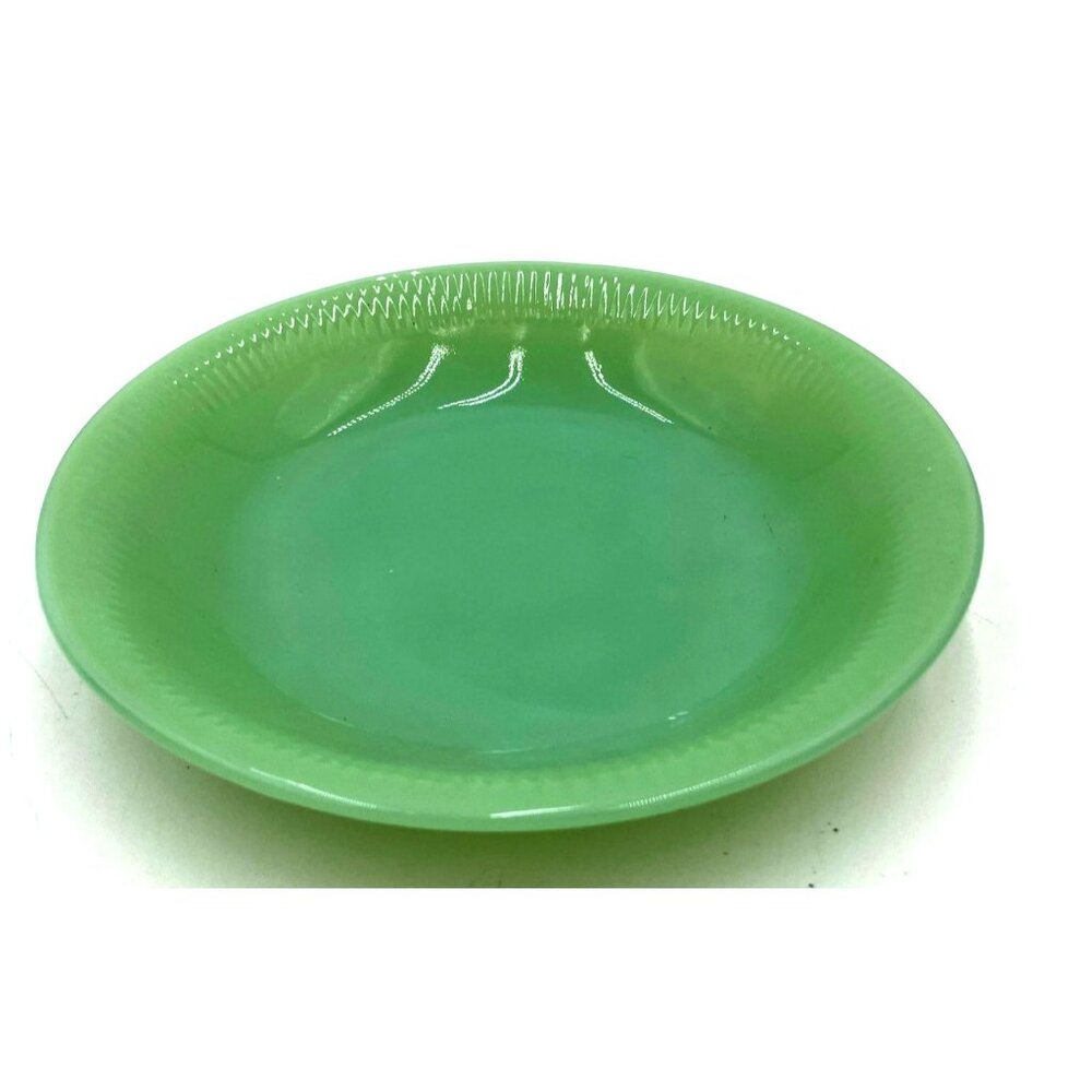 Fire King Anchor Hocking Oven Ware Jadite Bowl 7.25" Wide 1.5" Tall Marked on Bo
